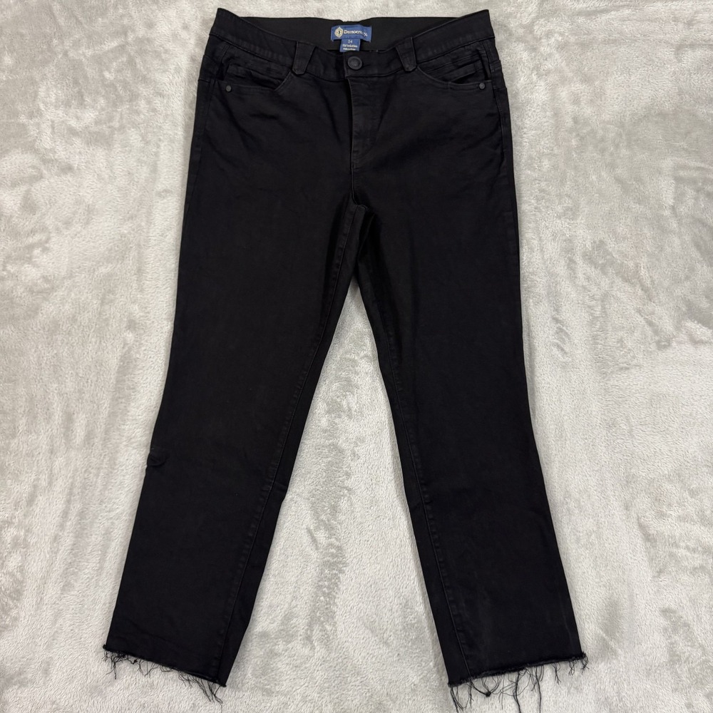 Democracy Ab Solution Black Straight Leg Jeans Size 14 Ankle Stretch B1560RISL